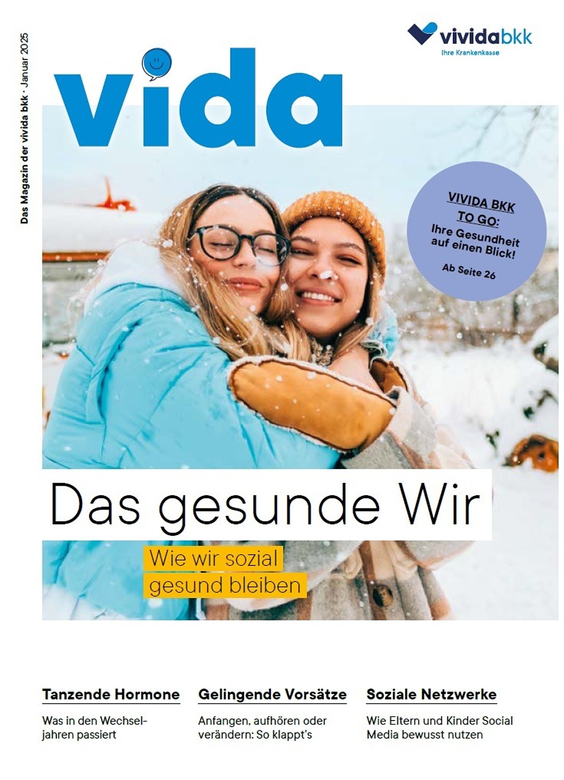 Titelbild des Kundenmagazins vida 01-2025 der vivida bkk